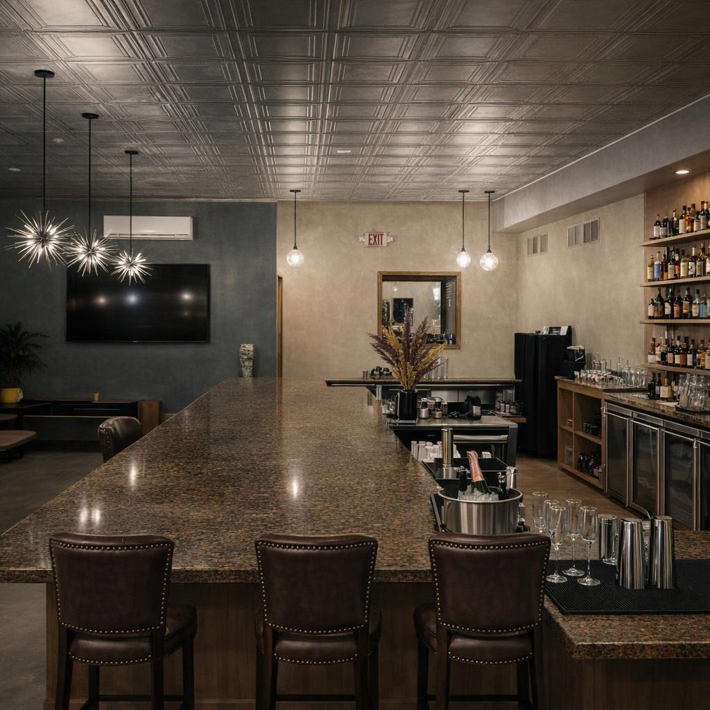 The bar and dining room at Chloe's Tavern in Bellaire, Michigan